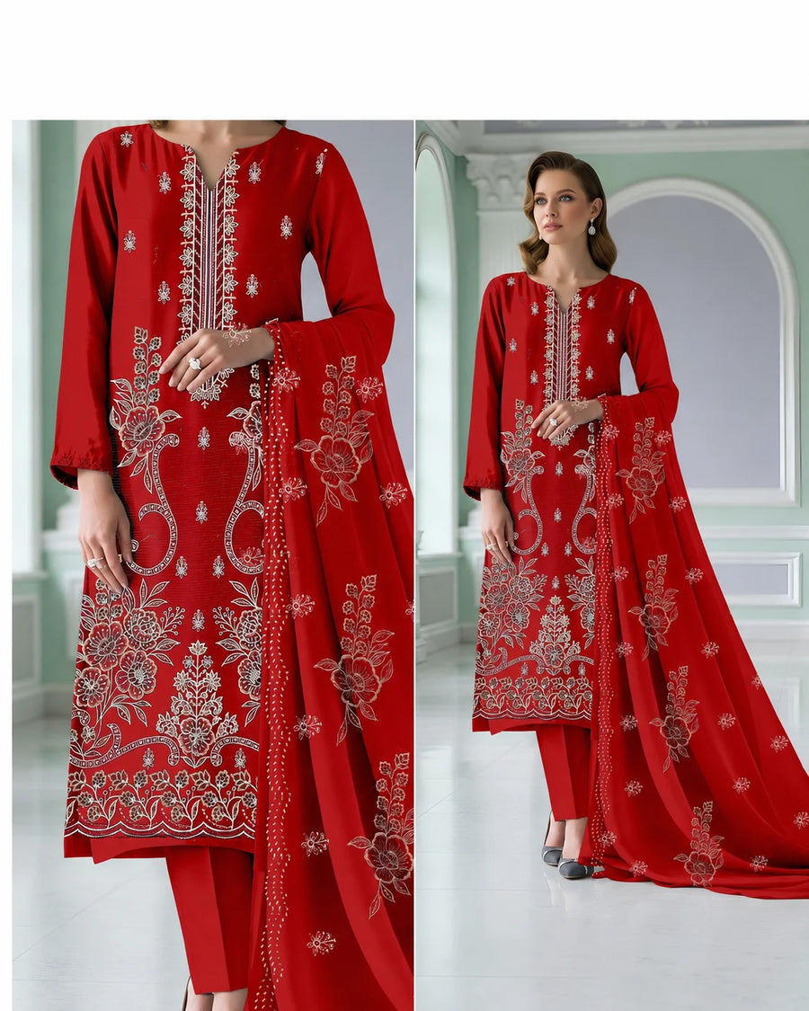 03 Noor Fashion Breezay Bana Dora Lawn  | Premium Embroidered 3 Piece Lawn Suit