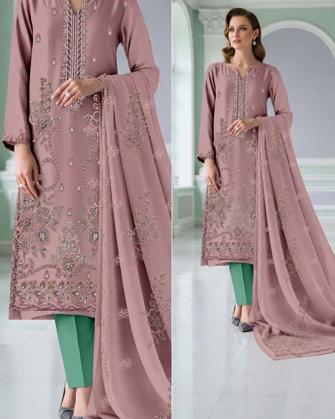 03 Noor Fashion Breezay Bana Dora Lawn  | Premium Embroidered 3 Piece Lawn Suit