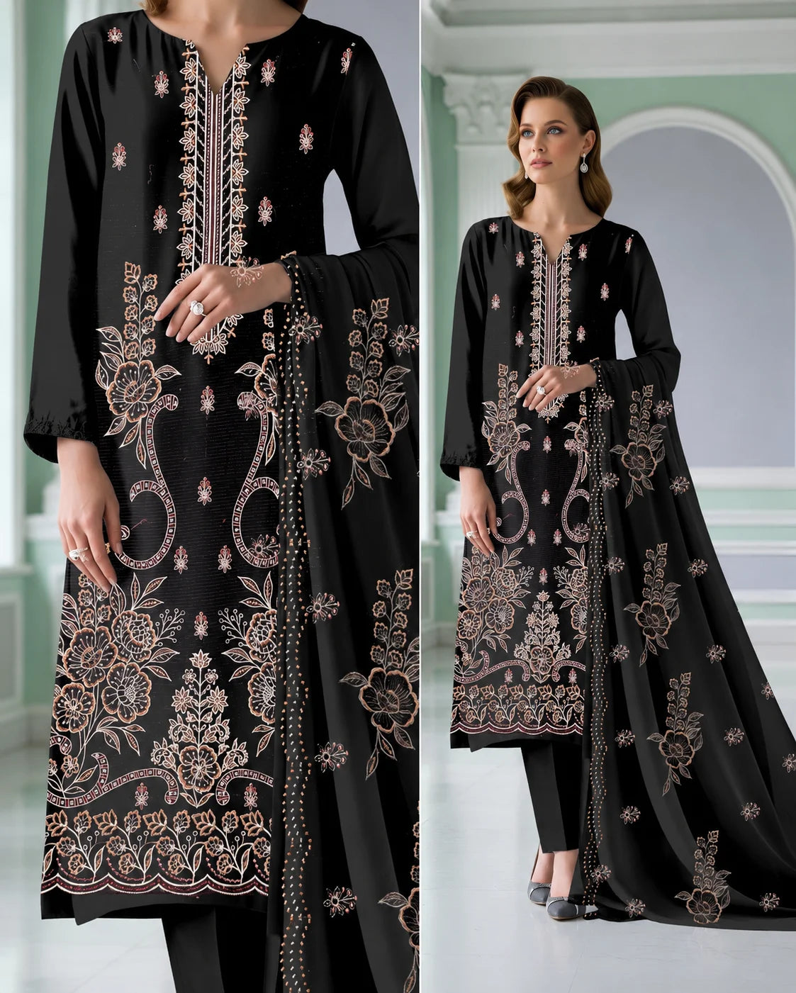 03 Noor Fashion Breezay Bana Dora Lawn  | Premium Embroidered 3 Piece Lawn Suit