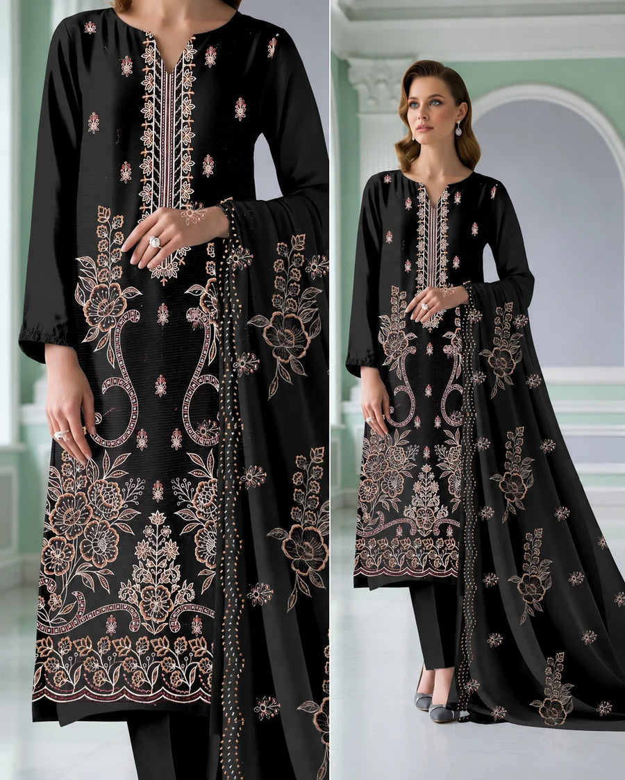03 Noor Fashion Breezay Bana Dora Lawn  | Premium Embroidered 3 Piece Lawn Suit