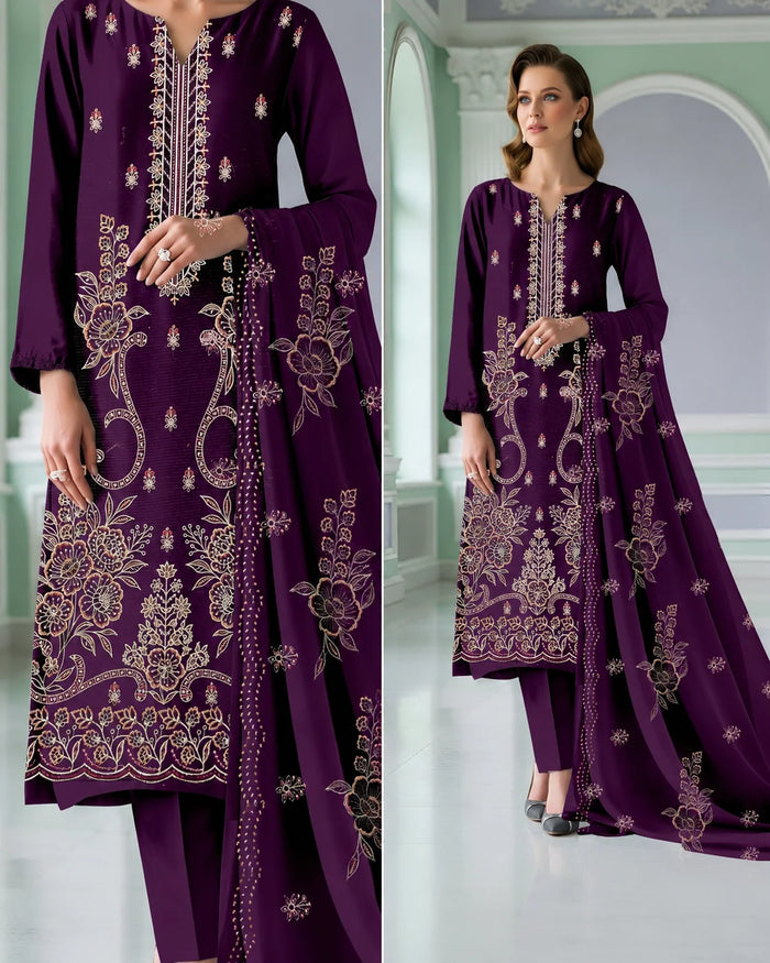 03 Noor Fashion Breezay Bana Dora Lawn  | Premium Embroidered 3 Piece Lawn Suit