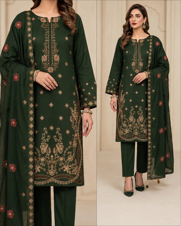 04 Noor Fashion Breezay Bana Dora Lawn  | Premium Embroidered 3 Piece Lawn Suit