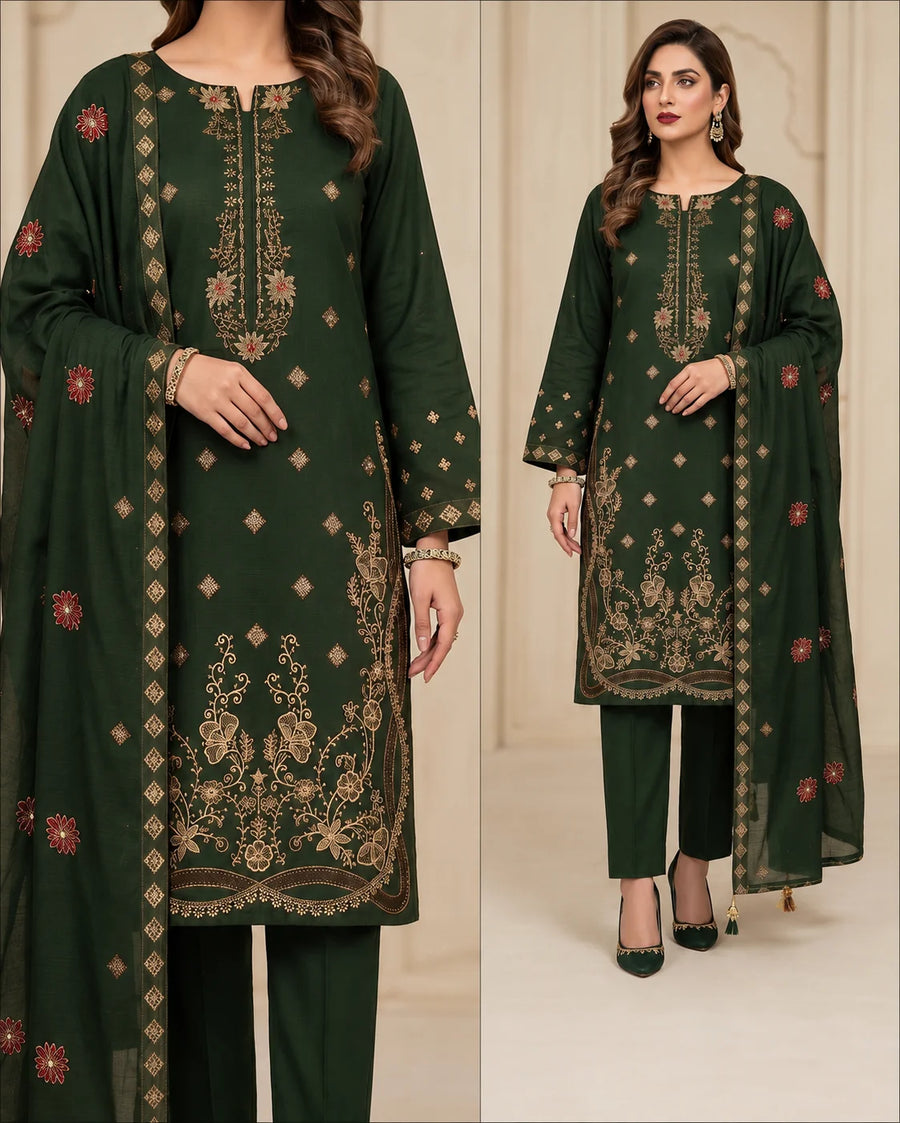 Bana Dora Lawn Embroidered 3-Piece Suit | Volume 1004