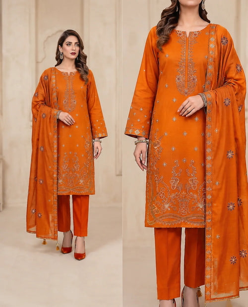 04 Noor Fashion Breezay Bana Dora Lawn  | Premium Embroidered 3 Piece Lawn Suit