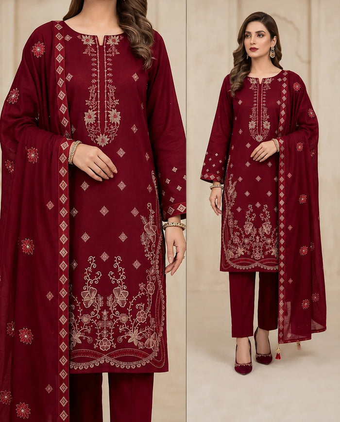 04 Noor Fashion Breezay Bana Dora Lawn  | Premium Embroidered 3 Piece Lawn Suit