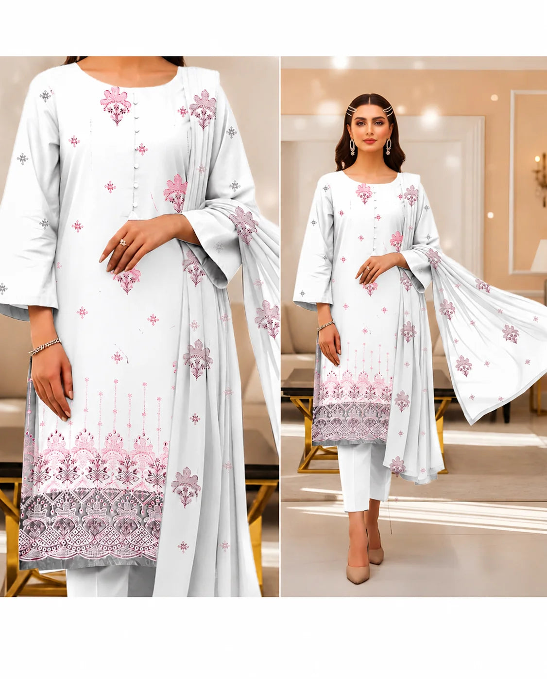 07  Noor Fashion Breezay Bana Dora Lawn  | Premium Embroidered 3 Piece Lawn Suit