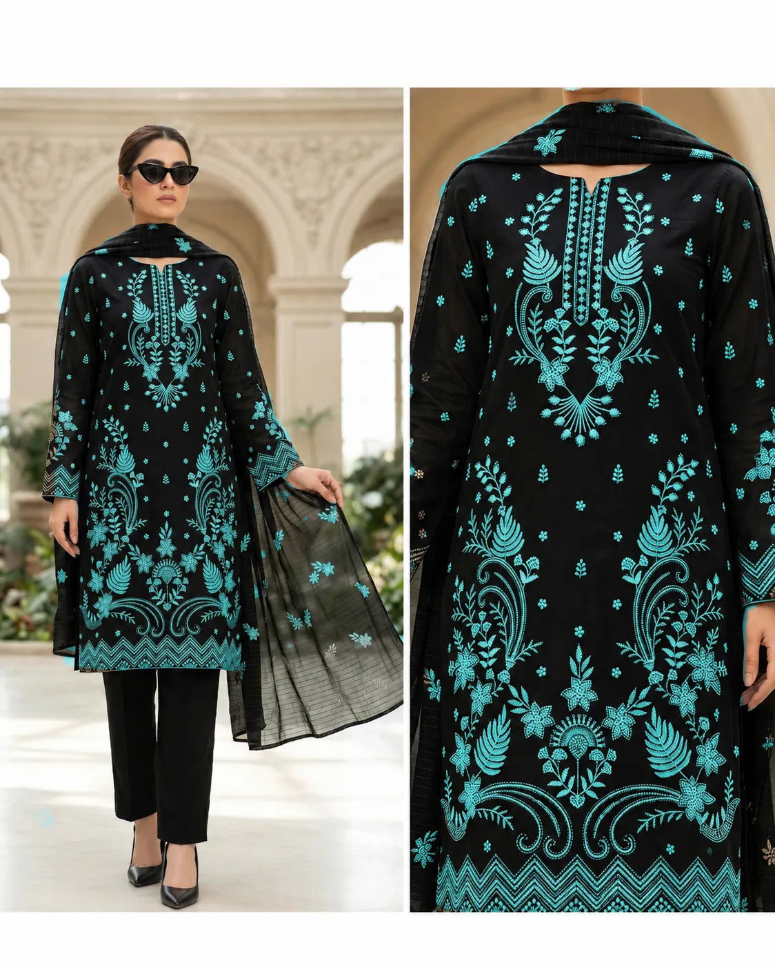 1001 Noor Fashion Breezay Bana Dora Lawn  | Premium Embroidered 3 Piece Lawn Suit