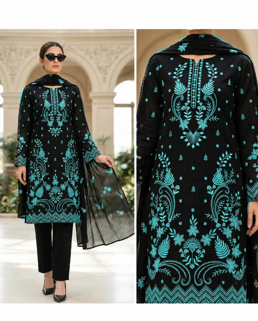 Lawn Bana Dora 3MM Embroidered 3-Piece Suit | Volume 1001