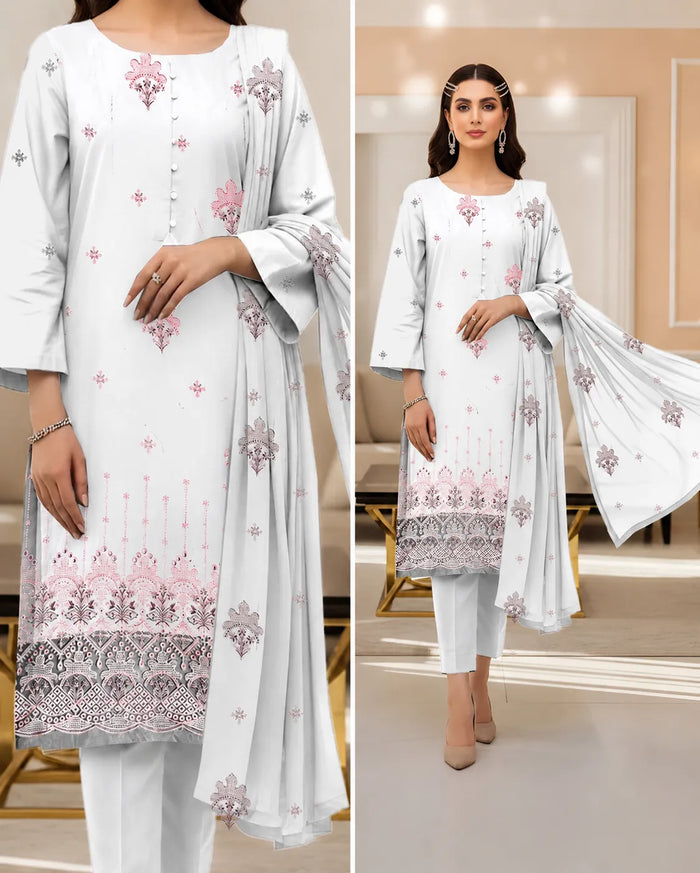 1007 Noor Fashion Breezay Bana Dora Lawn  | Premium Embroidered 3 Piece Lawn Suit
