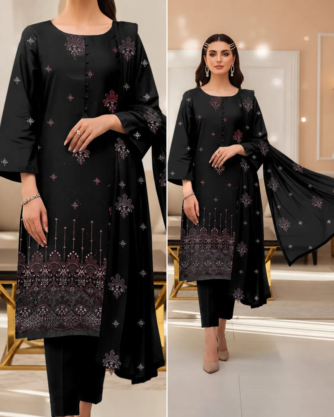 1007 Noor Fashion Breezay Bana Dora Lawn  | Premium Embroidered 3 Piece Lawn Suit