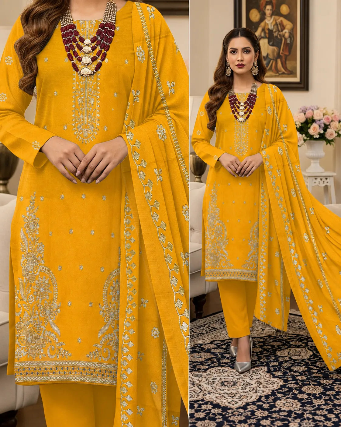 1009 Noor Fashion Breezay Bana Dora Lawn  | Premium Embroidered 3 Piece Lawn Suit