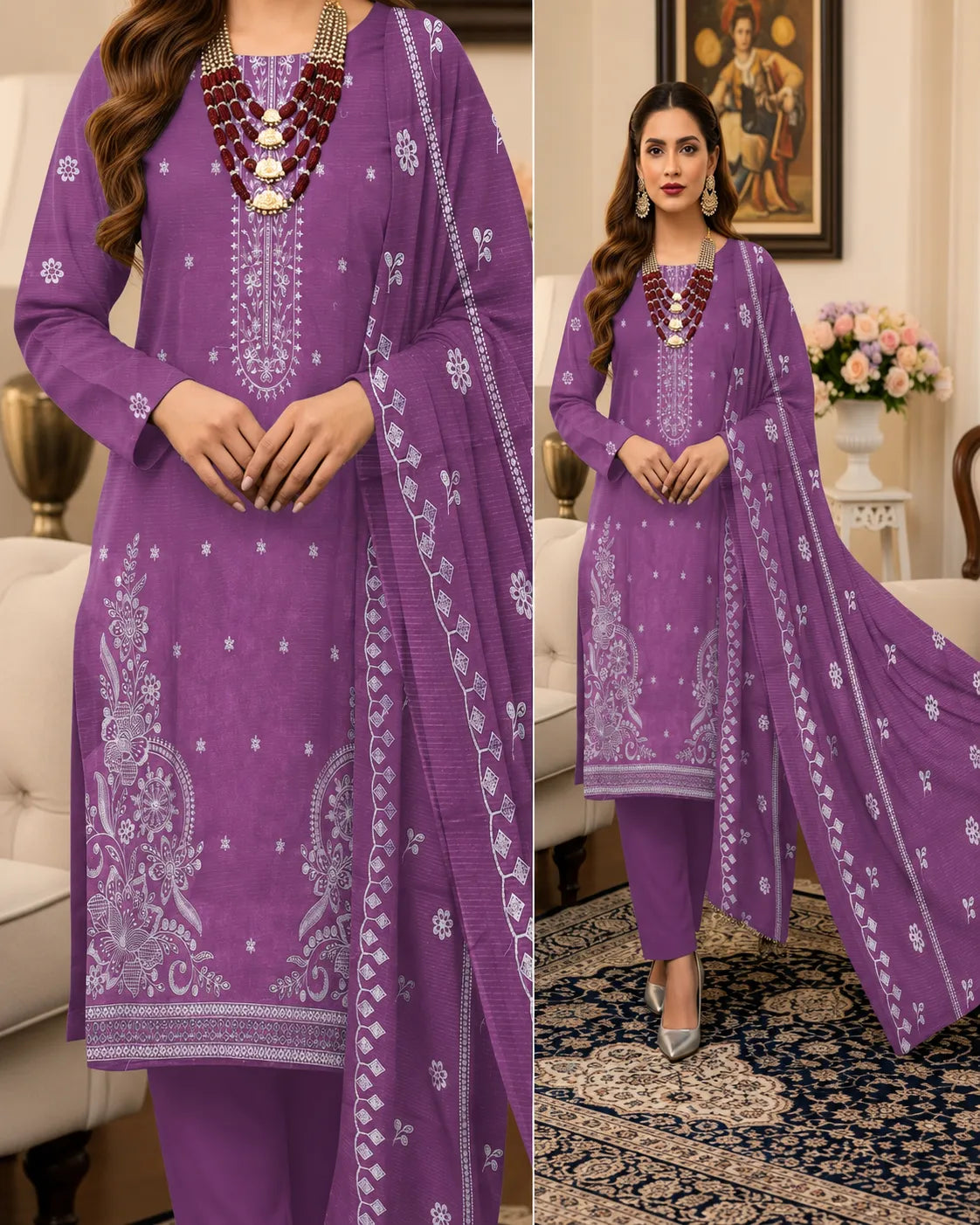 1009 Noor Fashion Breezay Bana Dora Lawn  | Premium Embroidered 3 Piece Lawn Suit