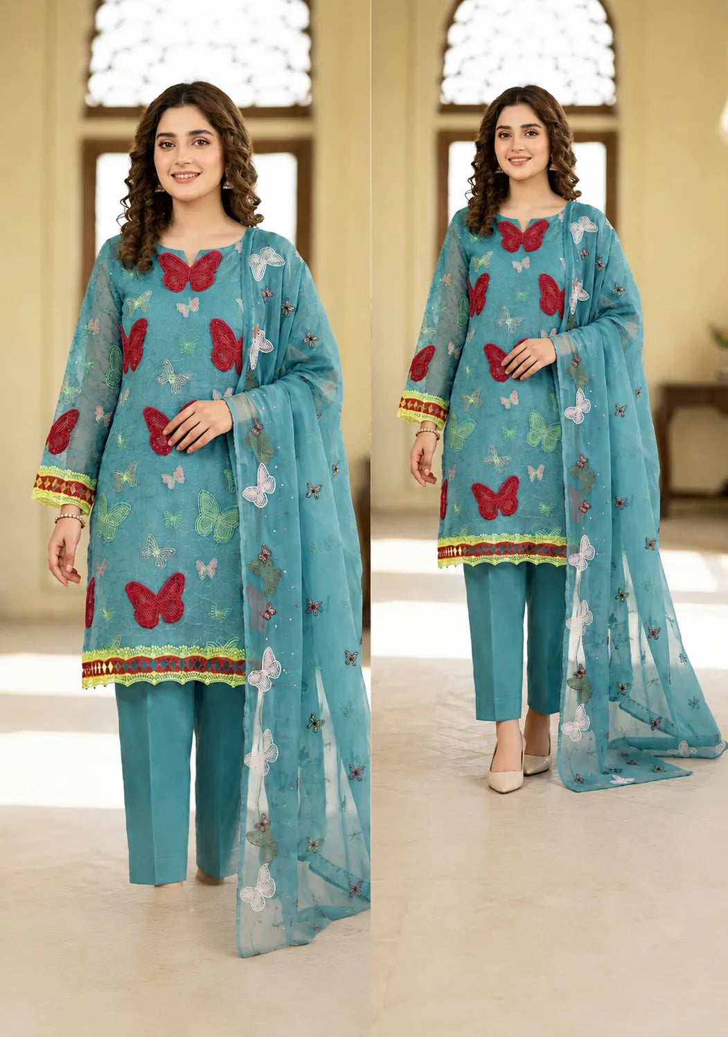 1021 Noor Fashion Breezay Bana Dora Lawn  | Premium Embroidered 3 Piece Lawn Suit