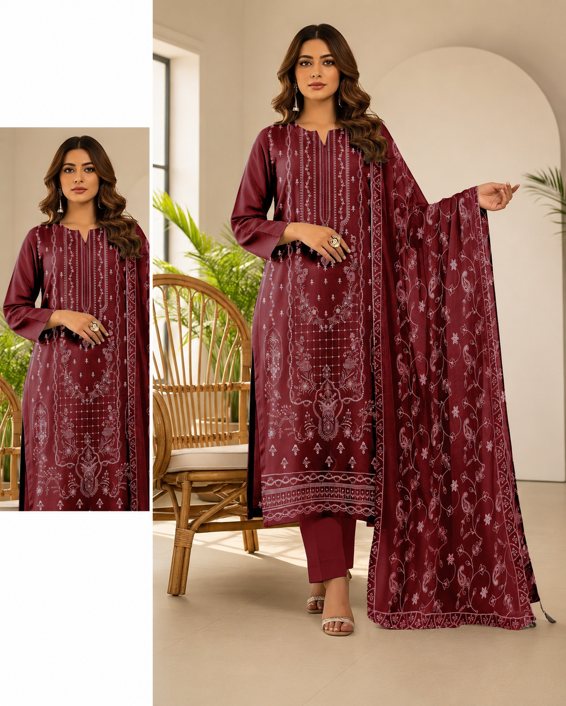 1026 Noor Fashion Breezay Bana Dora Lawn  | Premium Embroidered 3 Piece Lawn Suit