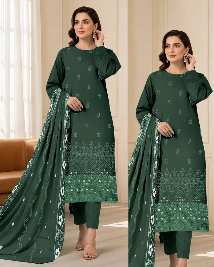 24 Noor Fashion Breezay Bana Dora Lawn  | Premium Embroidered 3 Piece Lawn Suit