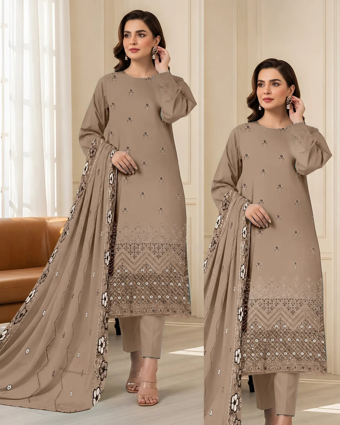 24 Noor Fashion Breezay Bana Dora Lawn  | Premium Embroidered 3 Piece Lawn Suit