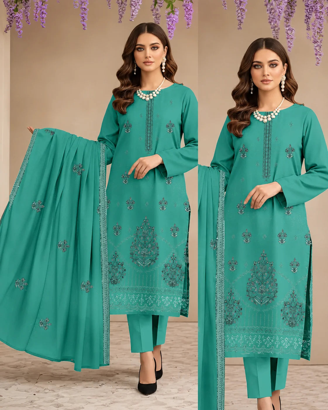 28 Noor Fashion Breezay Bana Dora Lawn  | Premium Embroidered 3 Piece Lawn Suit