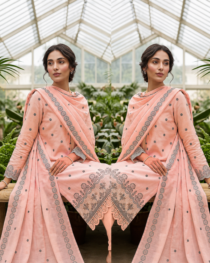 Noor Fashion Breezay Bana Dora Lawn  | Premium Embroidered 3 Piece Lawn Suit