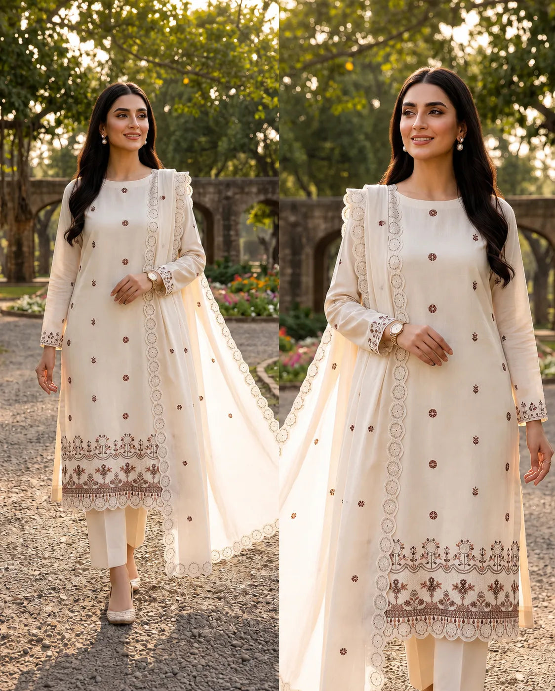 Noor Fashion Breezay Bana Dora Lawn  | Premium Embroidered 3 Piece Lawn Suit