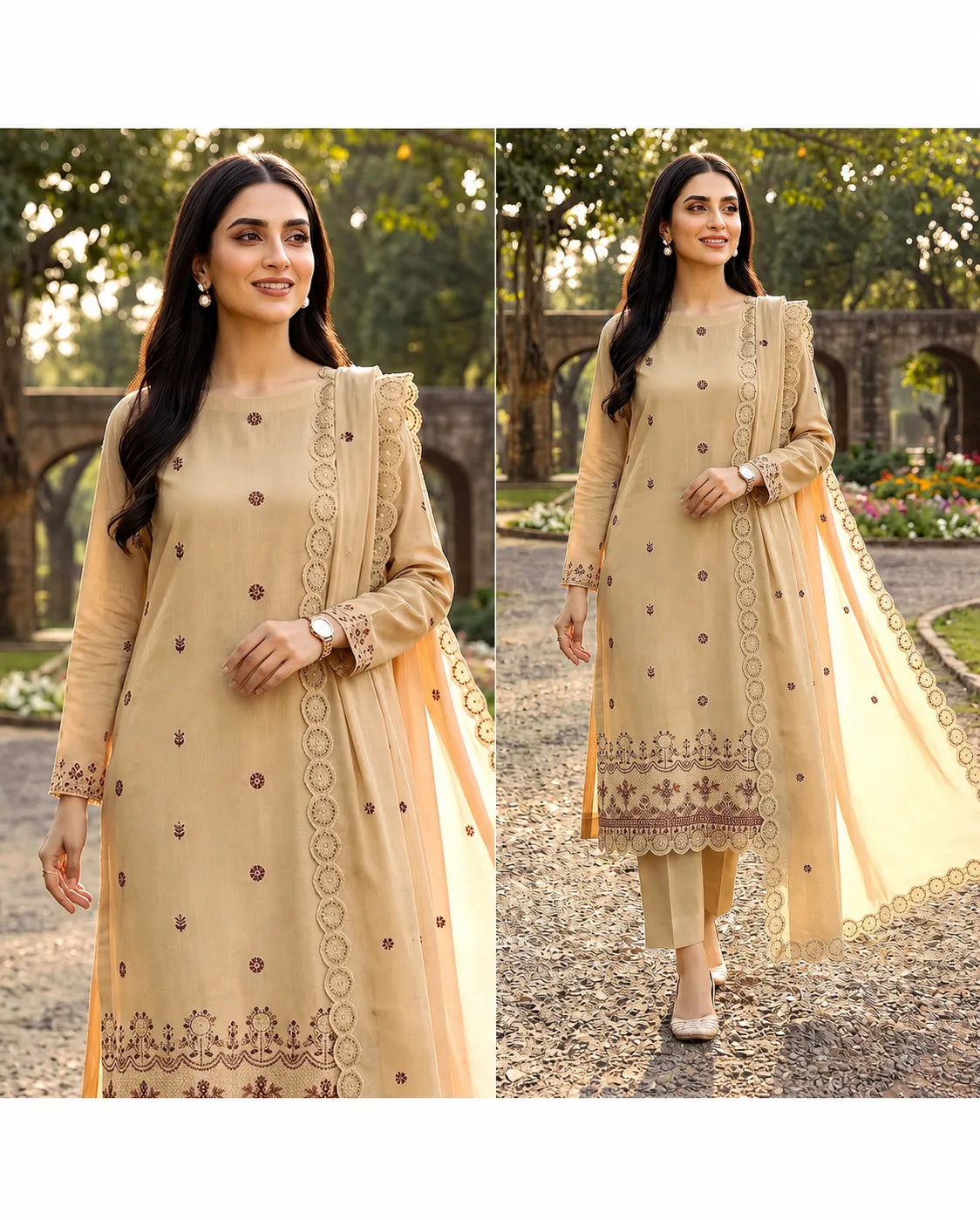 Noor Fashion Breezay Bana Dora Lawn  | Premium Embroidered 3 Piece Lawn Suit