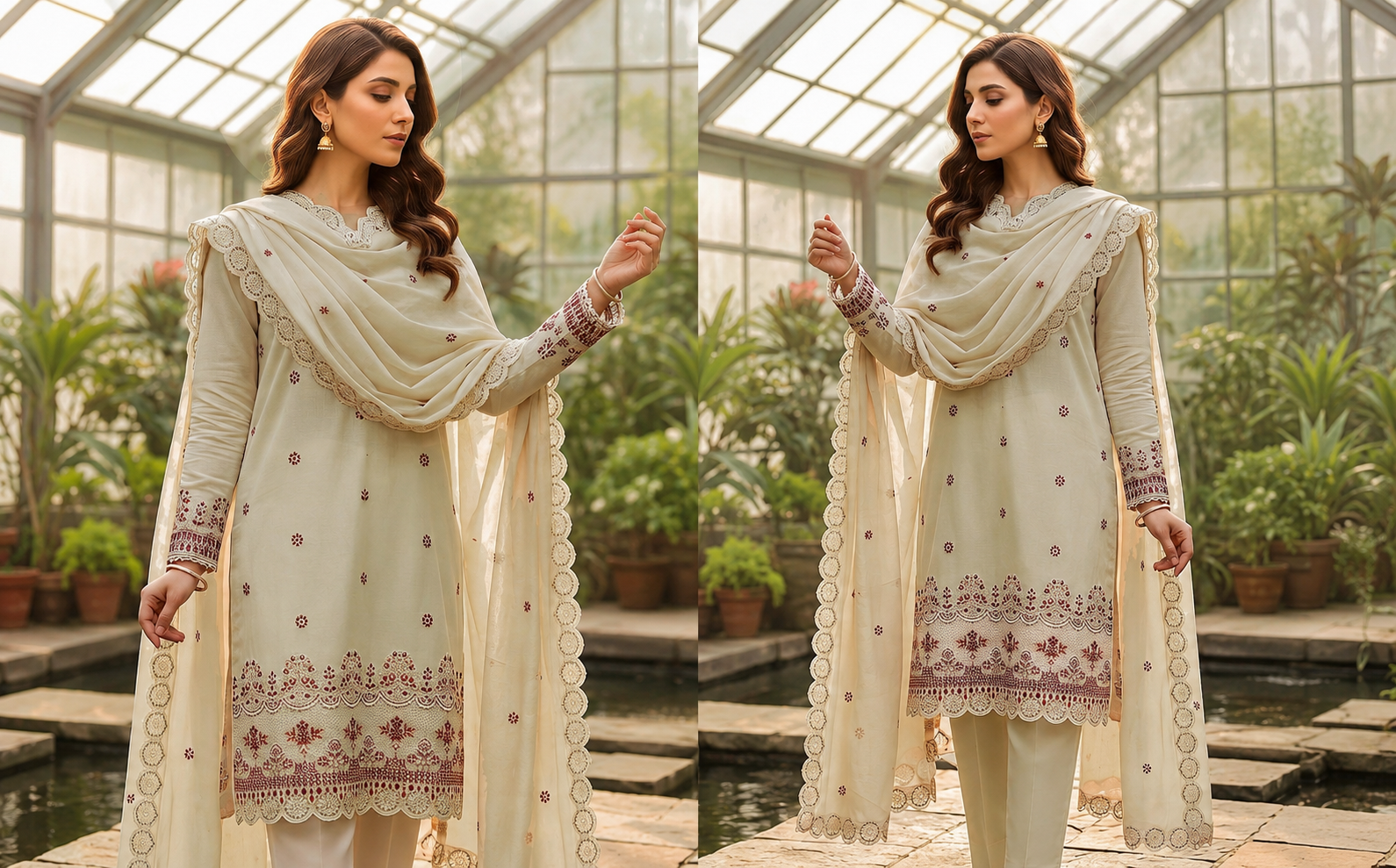 Noor Fashion Breezay Bana Dora Lawn  | Premium Embroidered 3 Piece Lawn Suit
