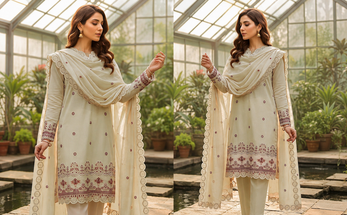 Breezay Bana Dora Lawn 3-Piece Embroidered Suit  Volume 32