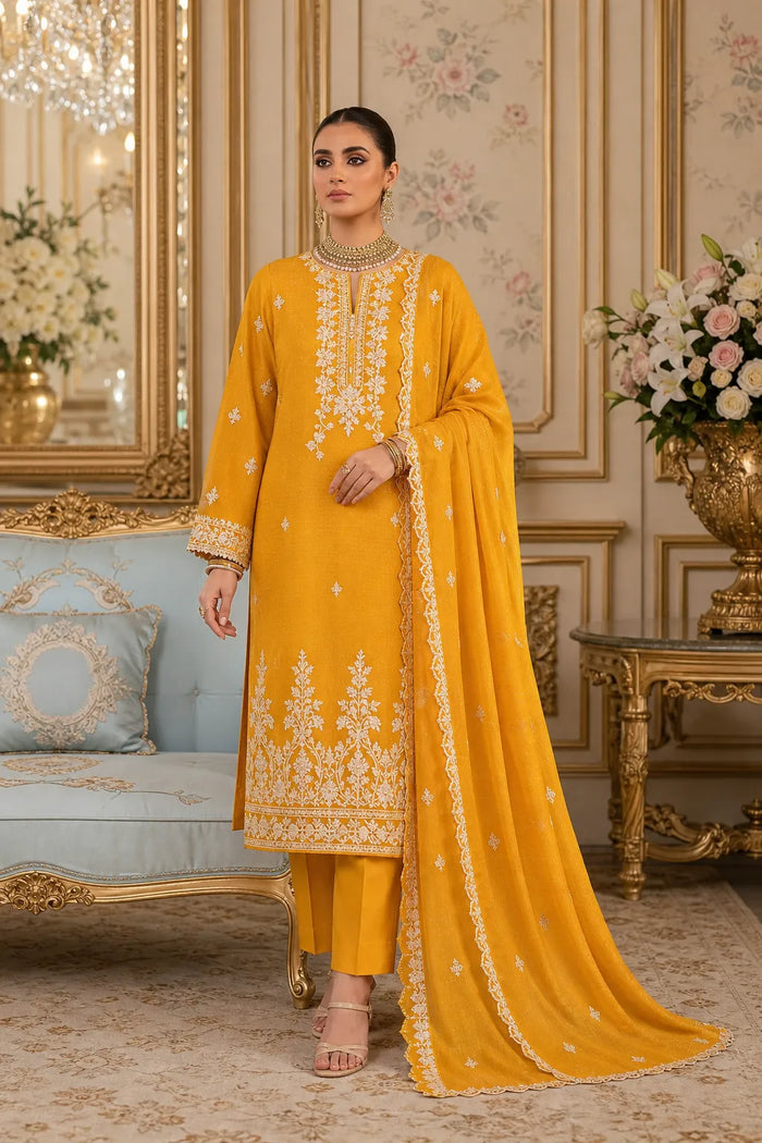Dhanak Crystal Bana Dora Embroidered 3-Piece Suit | Volume 203