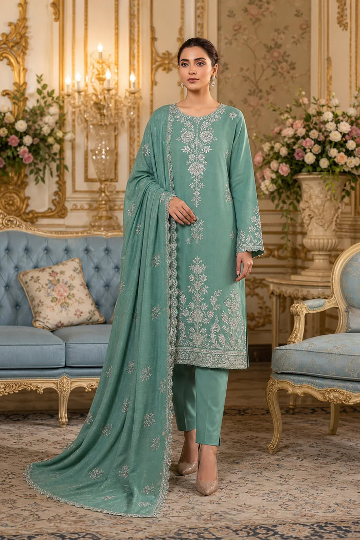 Dhanak Crystal Bana Dora Embroidered 3-Piece Suit | Volume 203