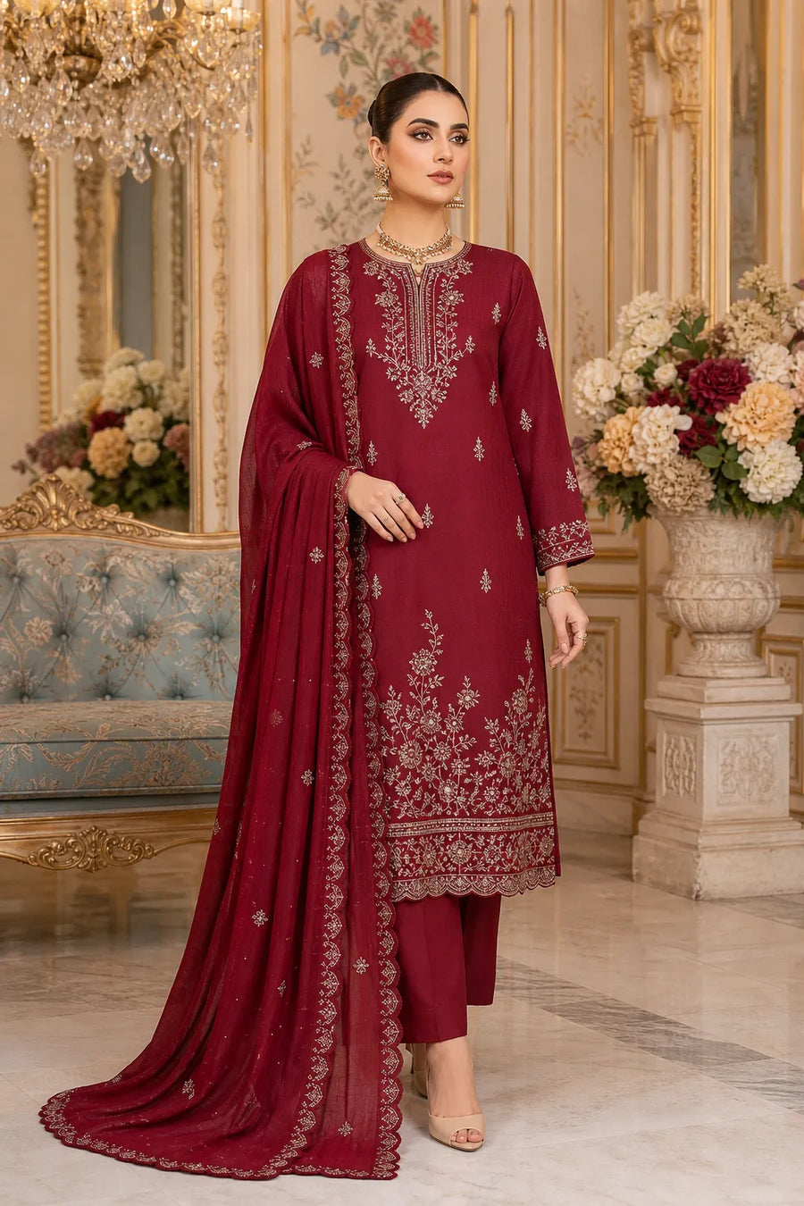 Dhanak Crystal Bana Dora Embroidered 3-Piece Suit | Volume 203