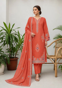 Crystal Dhanak Embroidered 3-Piece Suit | VOL-1001