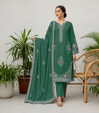 Crystal Dhanak Embroidered 3-Piece Suit | VOL-1001