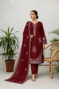 Crystal Dhanak Embroidered 3-Piece Suit | VOL-1001