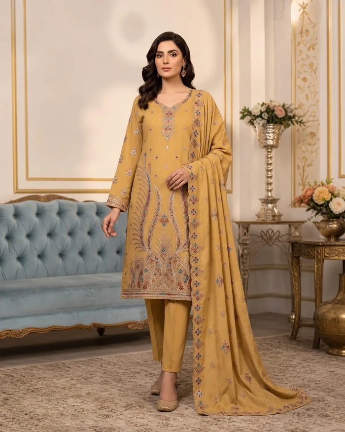 Noor Fashion Vol-219 | Linen 2-Head Full Embroidered 3-Piece Suit