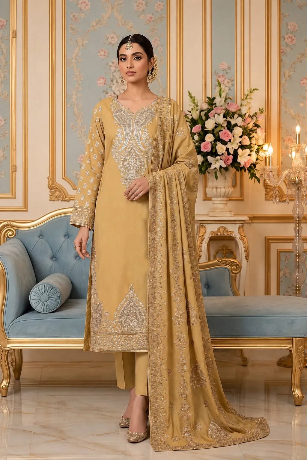 Noor Fashion  | Linen Embroidered Gala & Damen