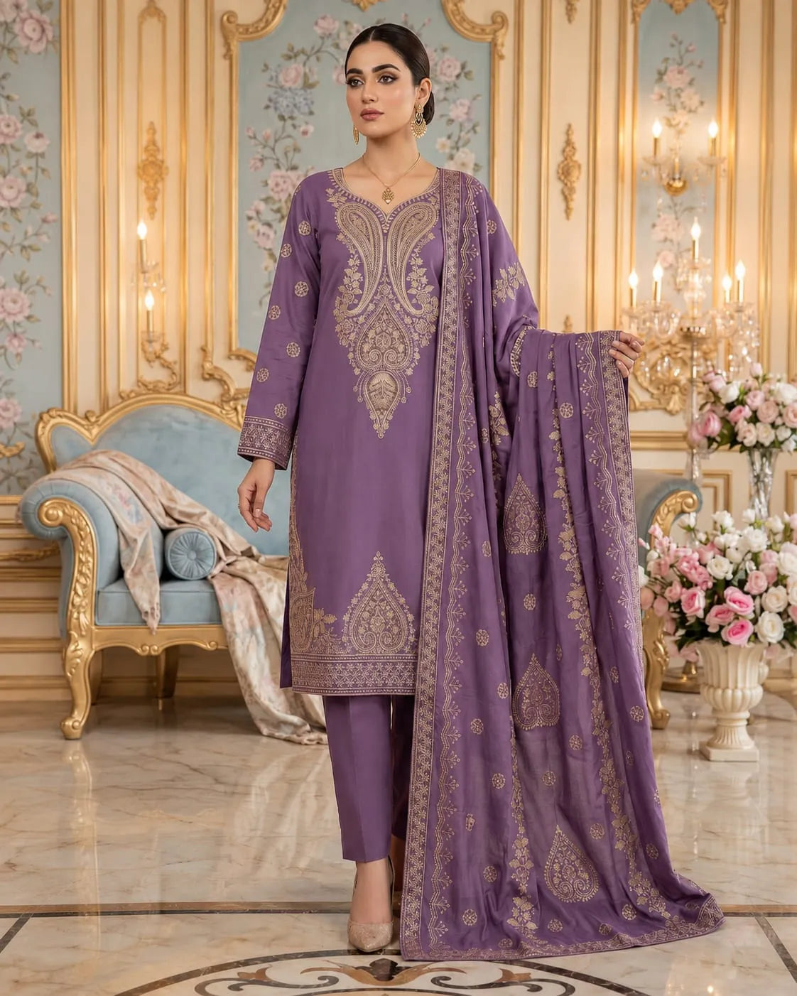 Noor Fashion  | Linen Embroidered Gala & Damen