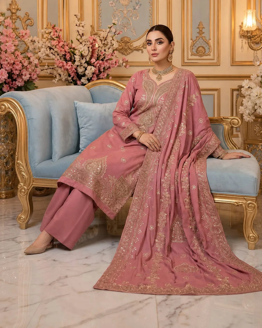 Noor Fashion  | Linen Embroidered Gala & Damen