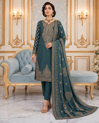 Noor Fashion Vol-228 | Linen Embroidered Gala & Damen 3-Piece Suit