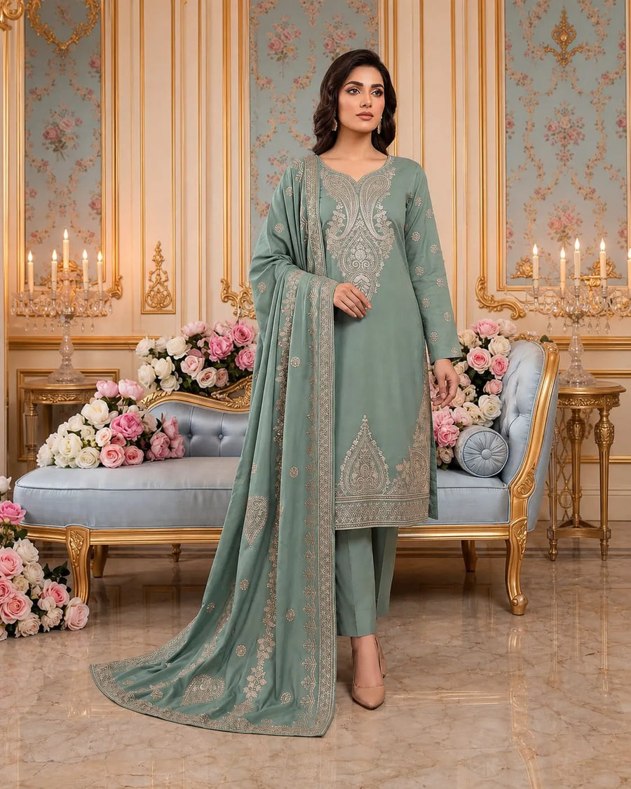 Noor Fashion  | Linen Embroidered Gala & Damen