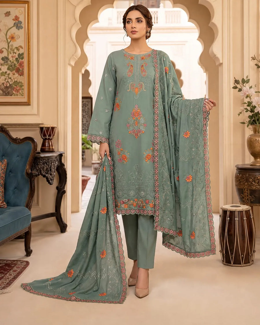 Noor Fashion Vol-227 | Linen Embroidered Gala
