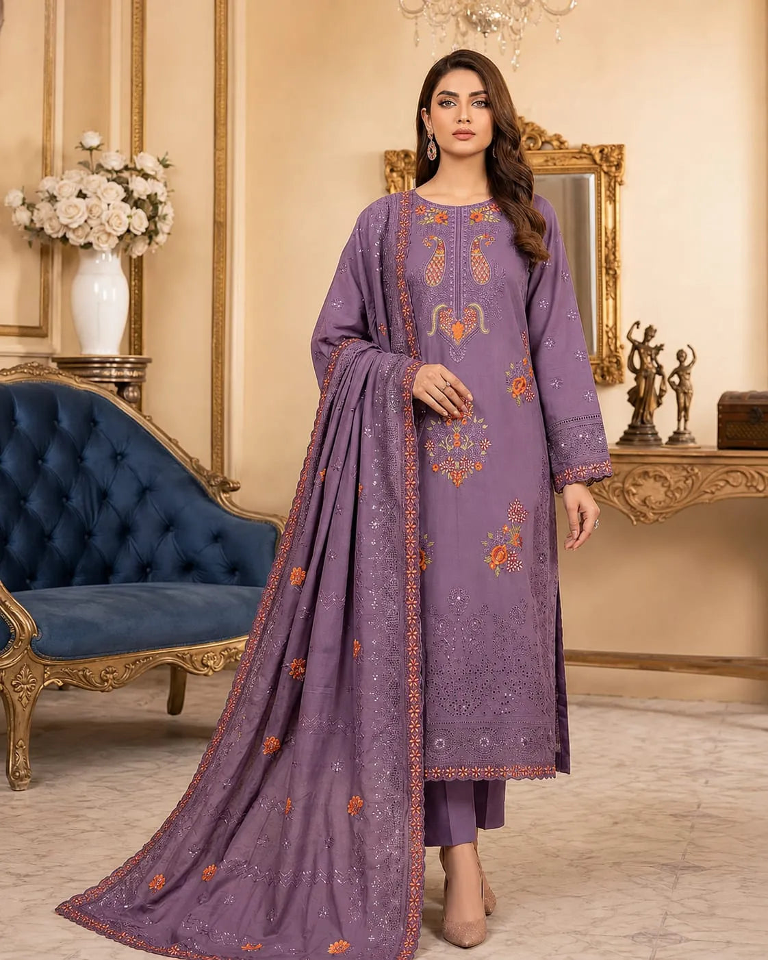 Noor Fashion Vol-227 | Linen Embroidered Gala