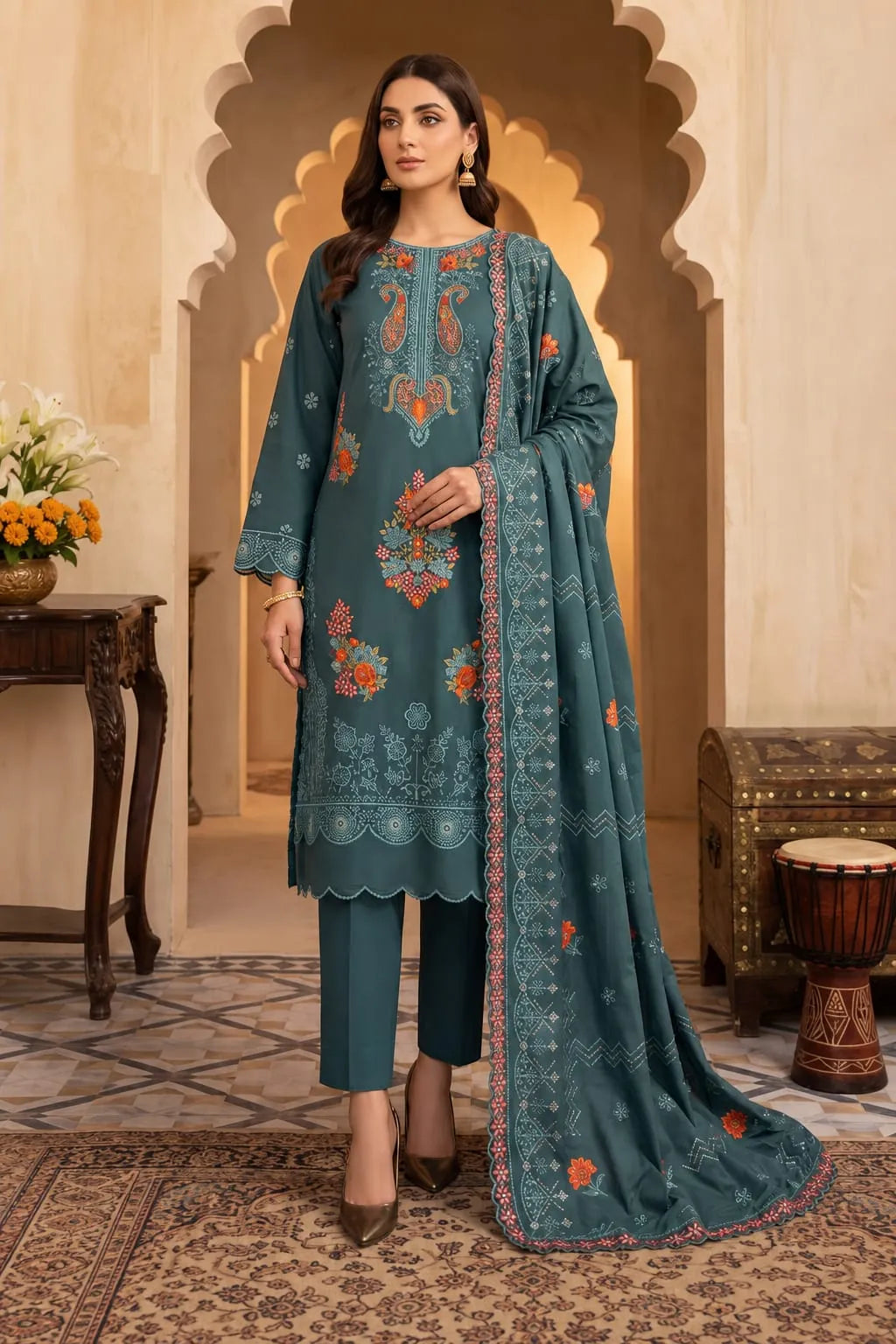 Noor Fashion Vol-227 | Linen Embroidered Gala