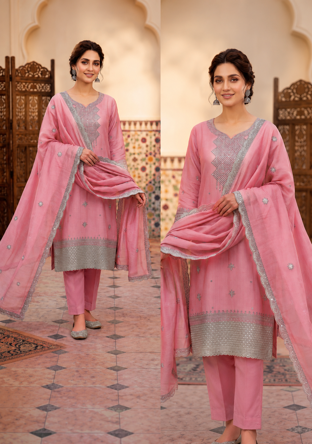 1018 Noor Fashion Breezay Bana Dora Lawn  | Premium Embroidered 3 Piece Lawn Suit