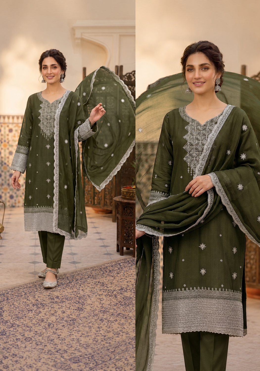 1018 Noor Fashion Breezay Bana Dora Lawn  | Premium Embroidered 3 Piece Lawn Suit