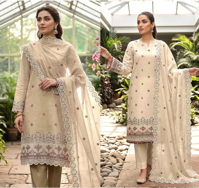 Noor Fashion Breezay Bana Dora Lawn  | Premium Embroidered 3 Piece Lawn Suit
