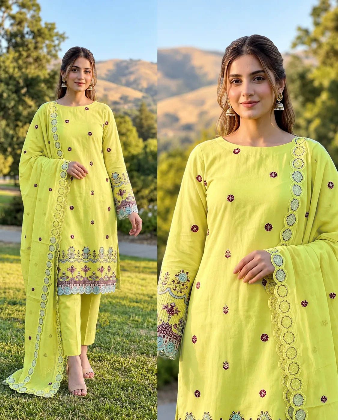 Noor Fashion Breezay Bana Dora Lawn  | Premium Embroidered 3 Piece Lawn Suit