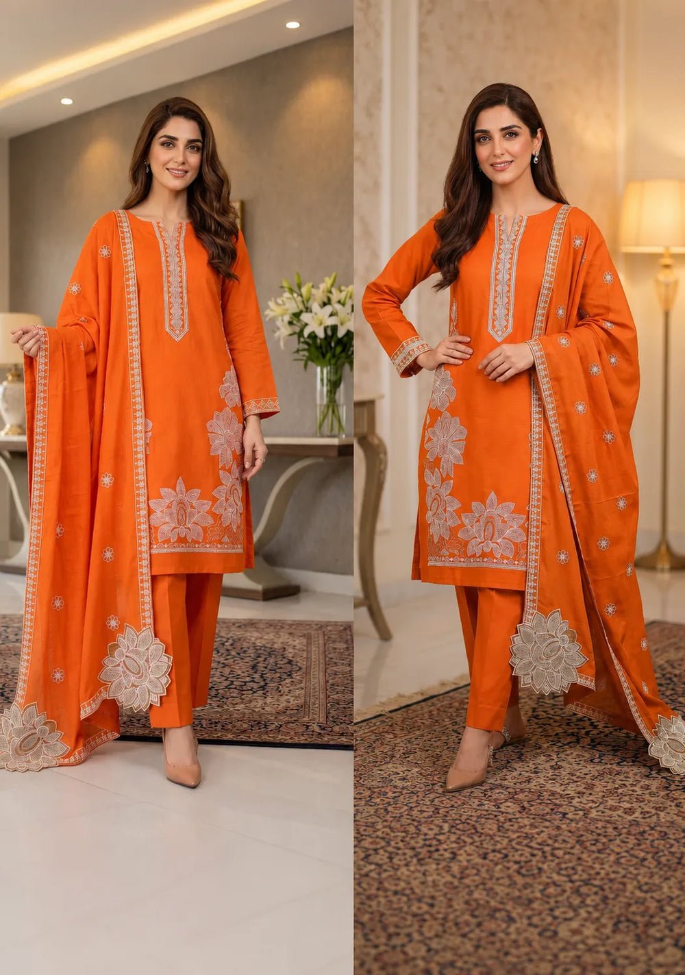 1022 Noor Fashion Breezay Bana Dora Lawn  | Premium Embroidered 3 Piece Lawn Suit