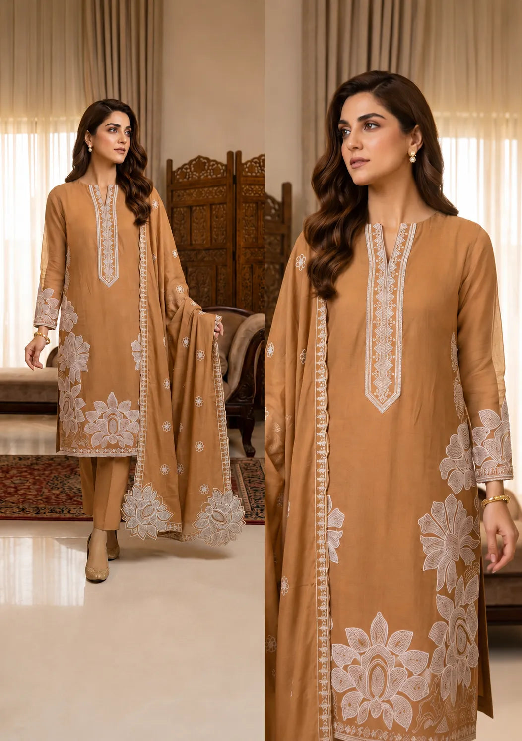 1022 Noor Fashion Breezay Bana Dora Lawn  | Premium Embroidered 3 Piece Lawn Suit