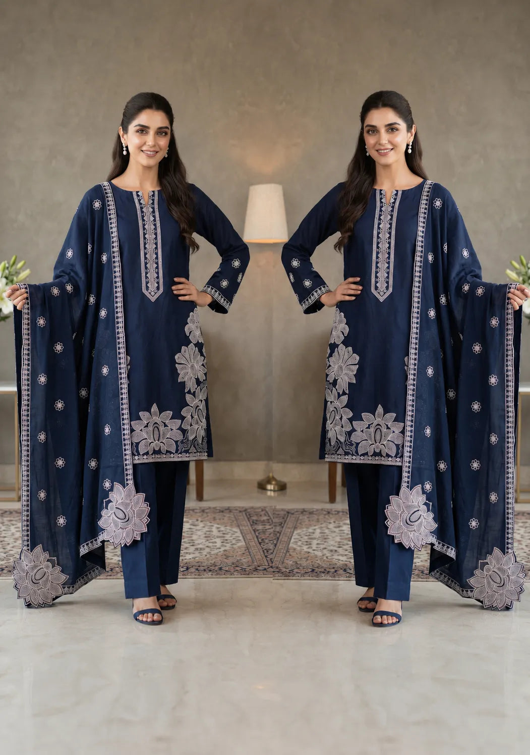 1022 Noor Fashion Breezay Bana Dora Lawn  | Premium Embroidered 3 Piece Lawn Suit