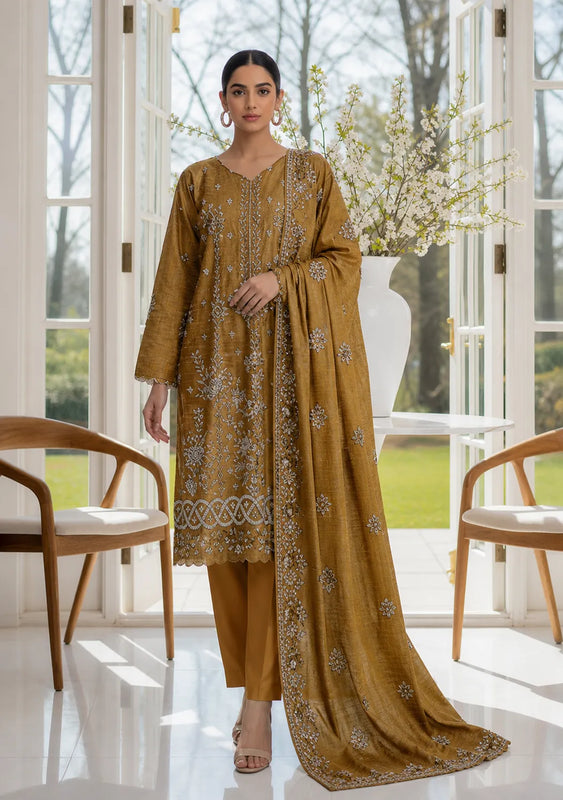 Crystal Dhanak Embroidered 3-Piece Suit | VOL-301