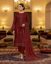 Dora Dhanak 2Head Full Embroidered 3-Piece Suit by Noor Fashion Vol-303